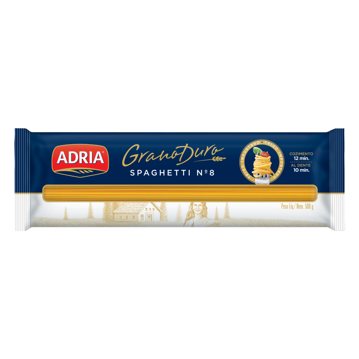 Macarrão de Sêmola Grano Duro Espaguete 8 Adria Pacote 500g