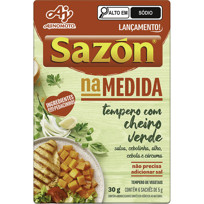 Tempero Cheiro Verde Sazón na Medida Caixa 30g 6 Unidades