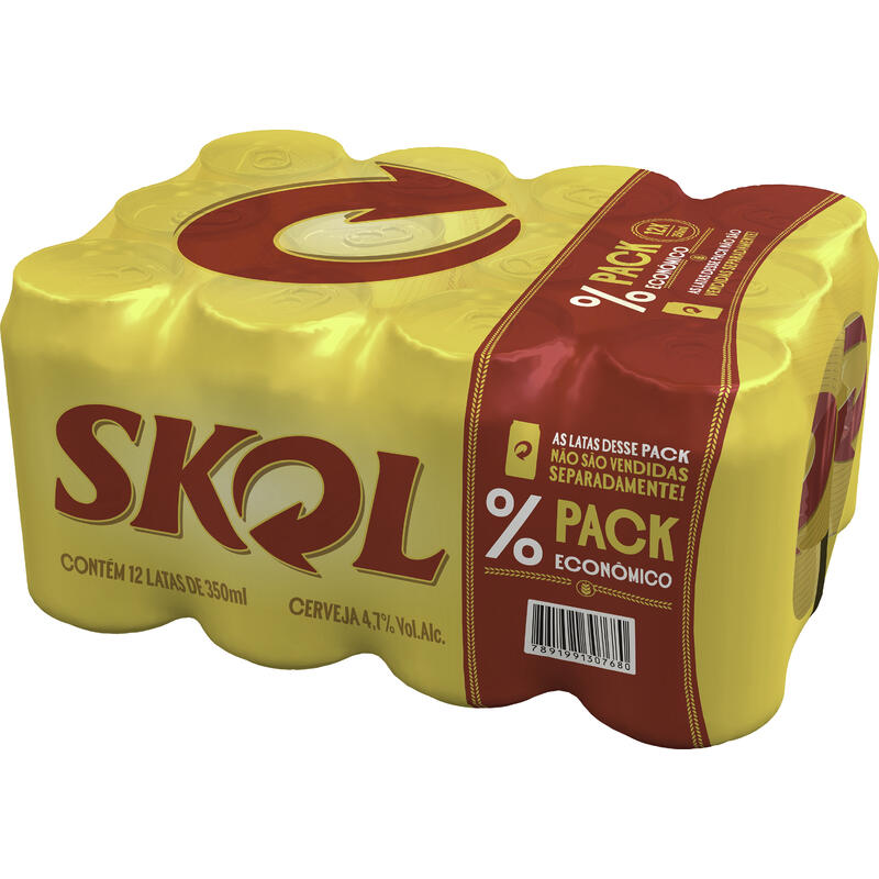 Pack Cerveja Pilsen Skol Lata 12 Unidades 350ml Cada