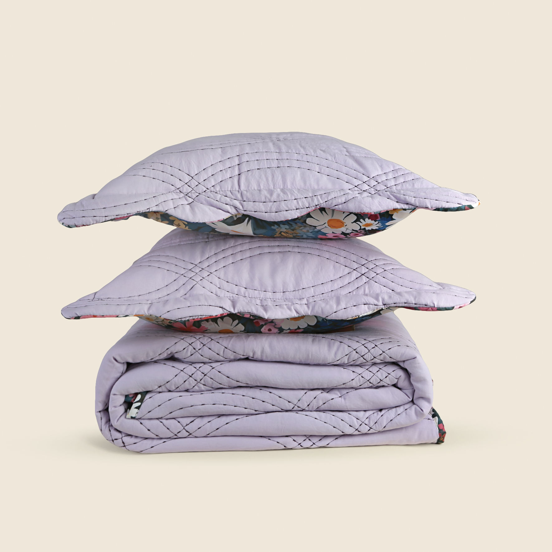 Kit Colcha Casal Microfibra Bloomy - A\CASA