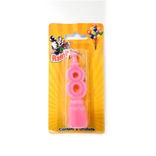 Vela Rainha Aniversário Numerada Plastico Rosa N°8