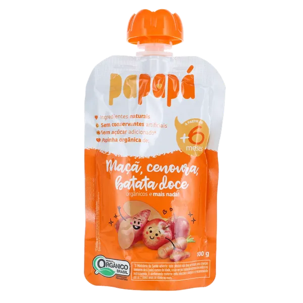 Papinha Orgânica Papapá 100g - Maçã, Cenoura, Batata Doce