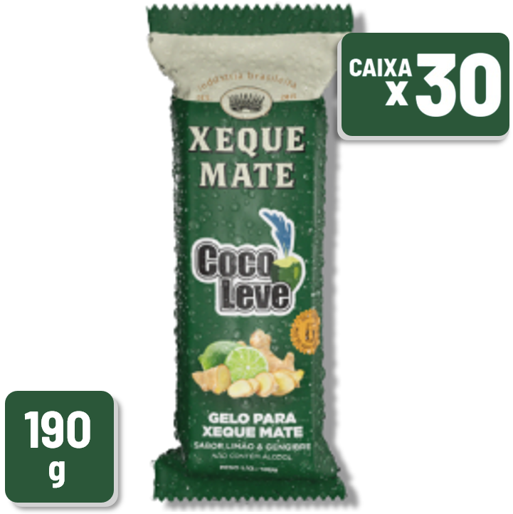 Gelo Saborizado Coco Leve Xeque Mate Pacote 190g Caixa c/ 30 Un