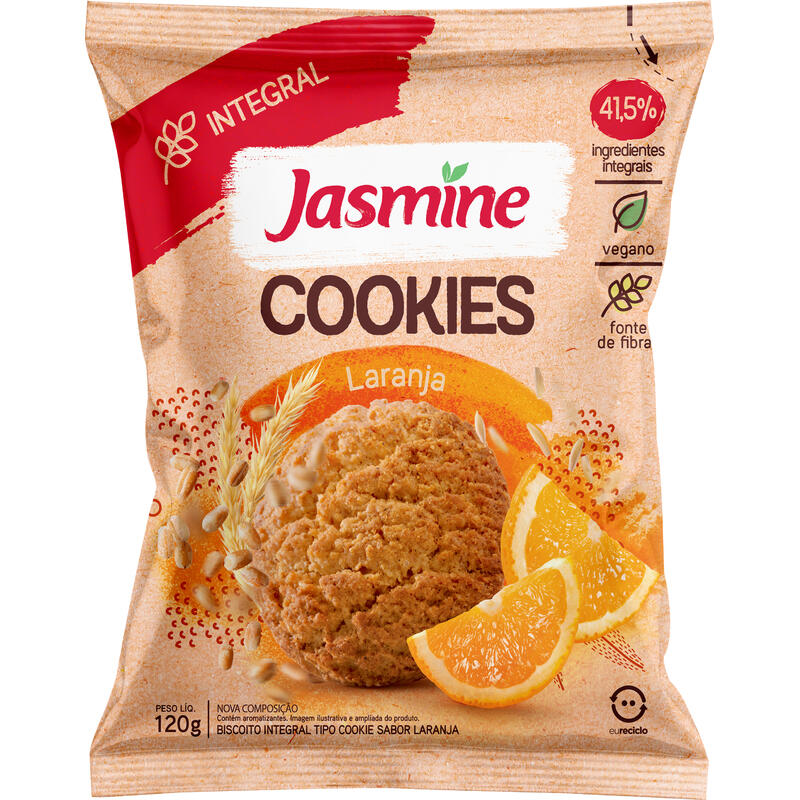 Biscoito JASMINE Cookie Integral Laranja 120g