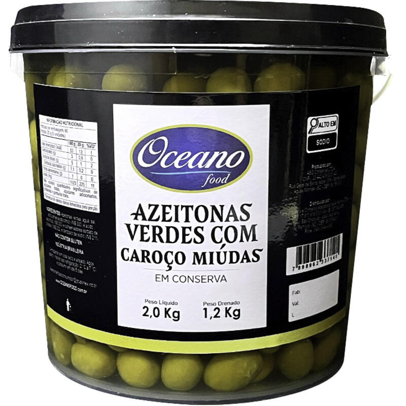Azeitona Verde Oceano Com Caroço 1,2kg