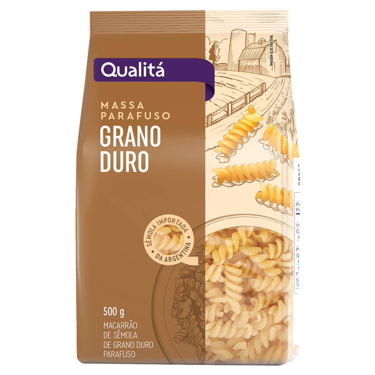 Macarrão de Sêmola Grano Duro Parafuso Qualitá Pacote 500g