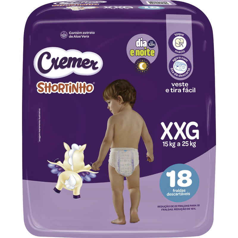 Fralda Descartável Cremer Short Jumbo XXG 18 un
