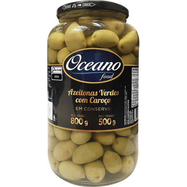 Azeitona Verde Oceano Com Caroço 500g