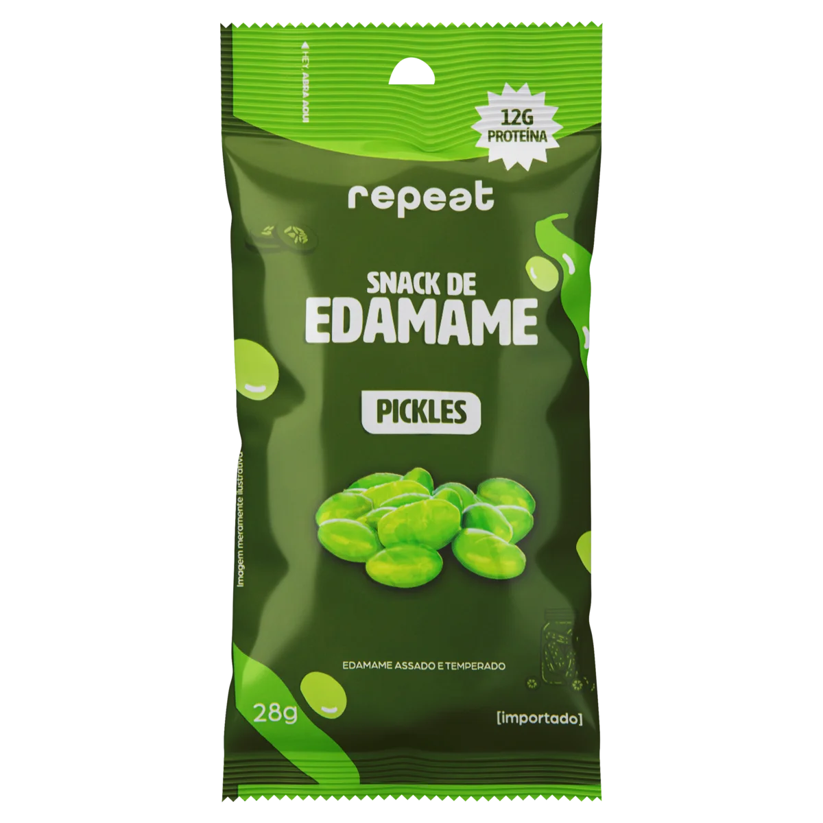 Snack de Edamame Pickles Repeat Pacote 28g