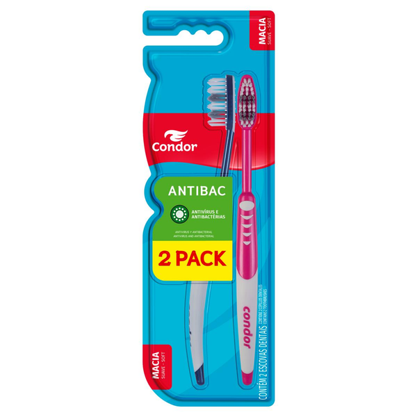 Escova Dental Condor Antibacteriana - Leve 2, Pague 1 Escova