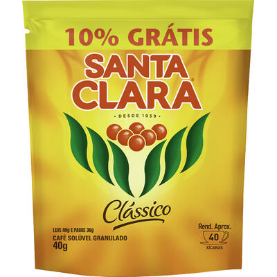 Café Solúvel Santa Clara Clássico LV 40g PG 36g