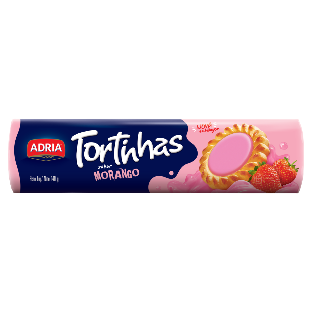 Biscoito Recheio Morango Adria Tortinhas Pacote 140g