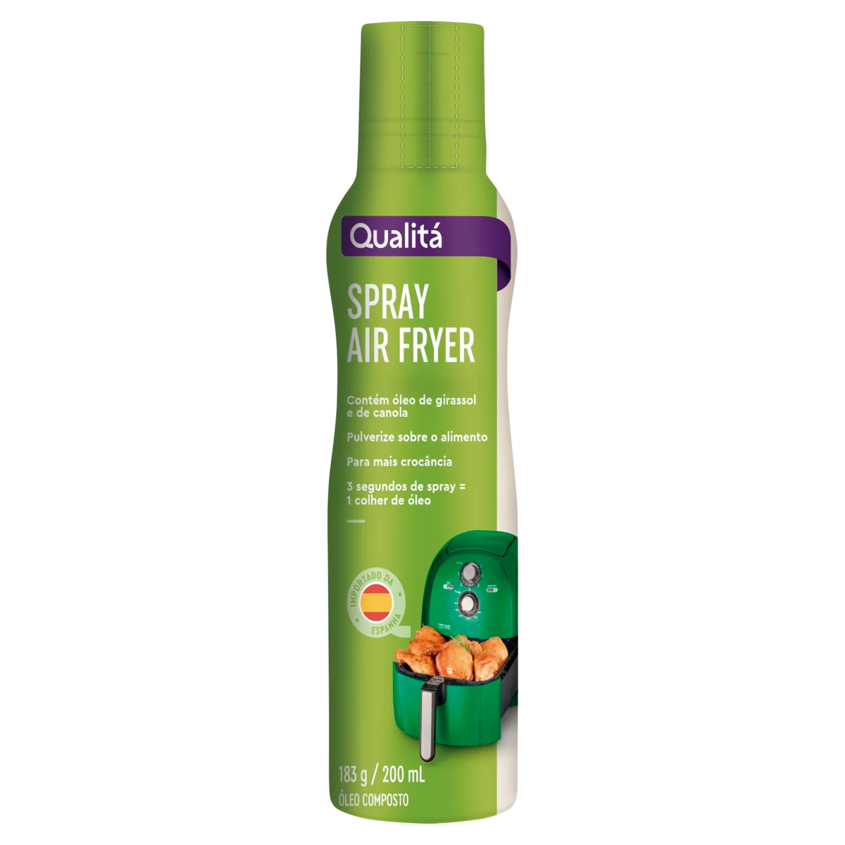 Óleo Composto Espanhol Qualitá Air Fryer Frasco 200ml Spray
