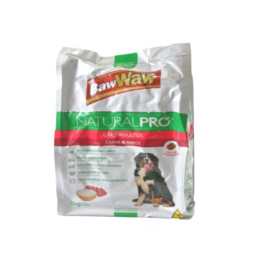 Alimento Para Caes Baw Waw Natural Pro 1kg Carne/arroz .
