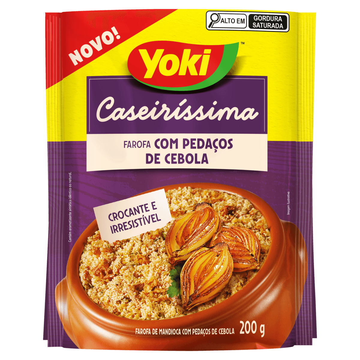 Farofa de Mandioca com Pedaços de Cebola Crocante Yoki Caseiríssima Pacote 200g