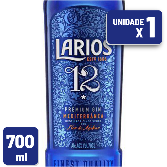 Gin Larios 12 Garrafa Vidro 700ml