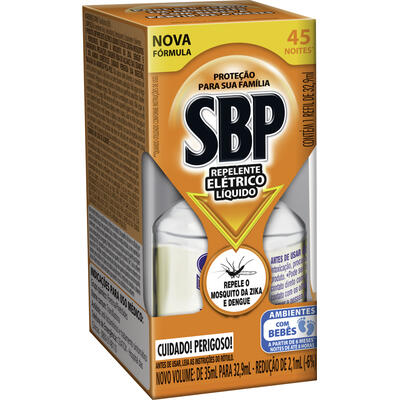 Repelente Elétrico Líquido SBP 45 noites Refil 1 unidade 35ml