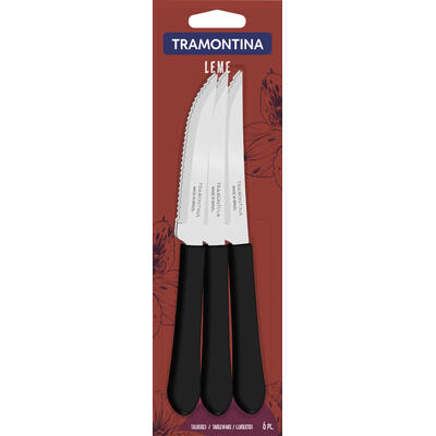 Faca de Mesa Tramontina Leme Preta 3 pçs