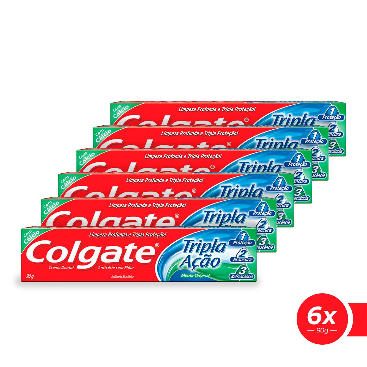 Creme Dental Colgate Tripla Ação Menta Original 90g - Kit com 6