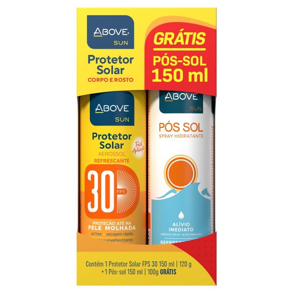 Conjunto Above Protetor Solar Corpo e Rosto - FPS 30 - 150ml + Grátis - Pós-sol - Spray Hidratante