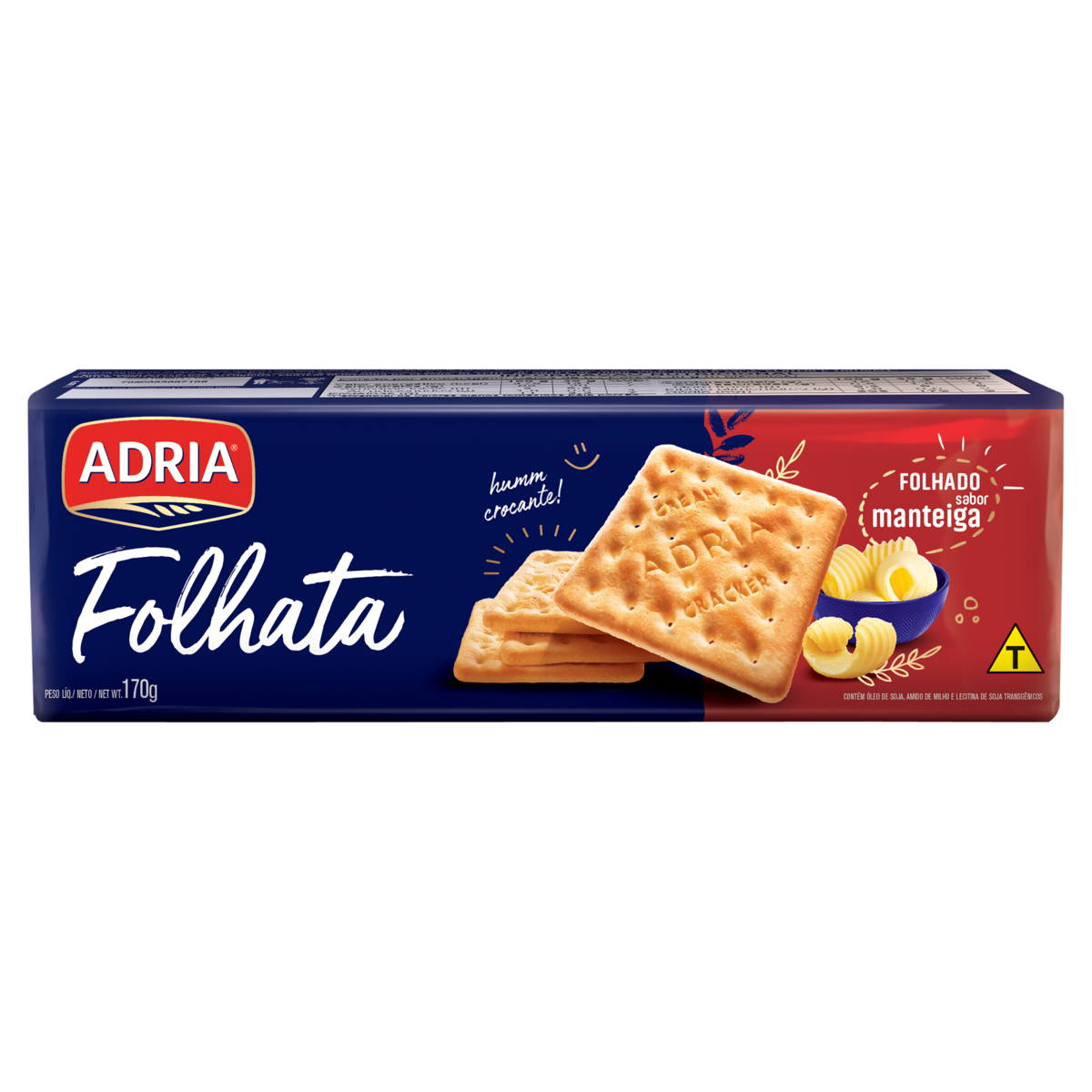 Biscoito Cream Cracker Folhado Manteiga Adria Folhata Pacote 170g