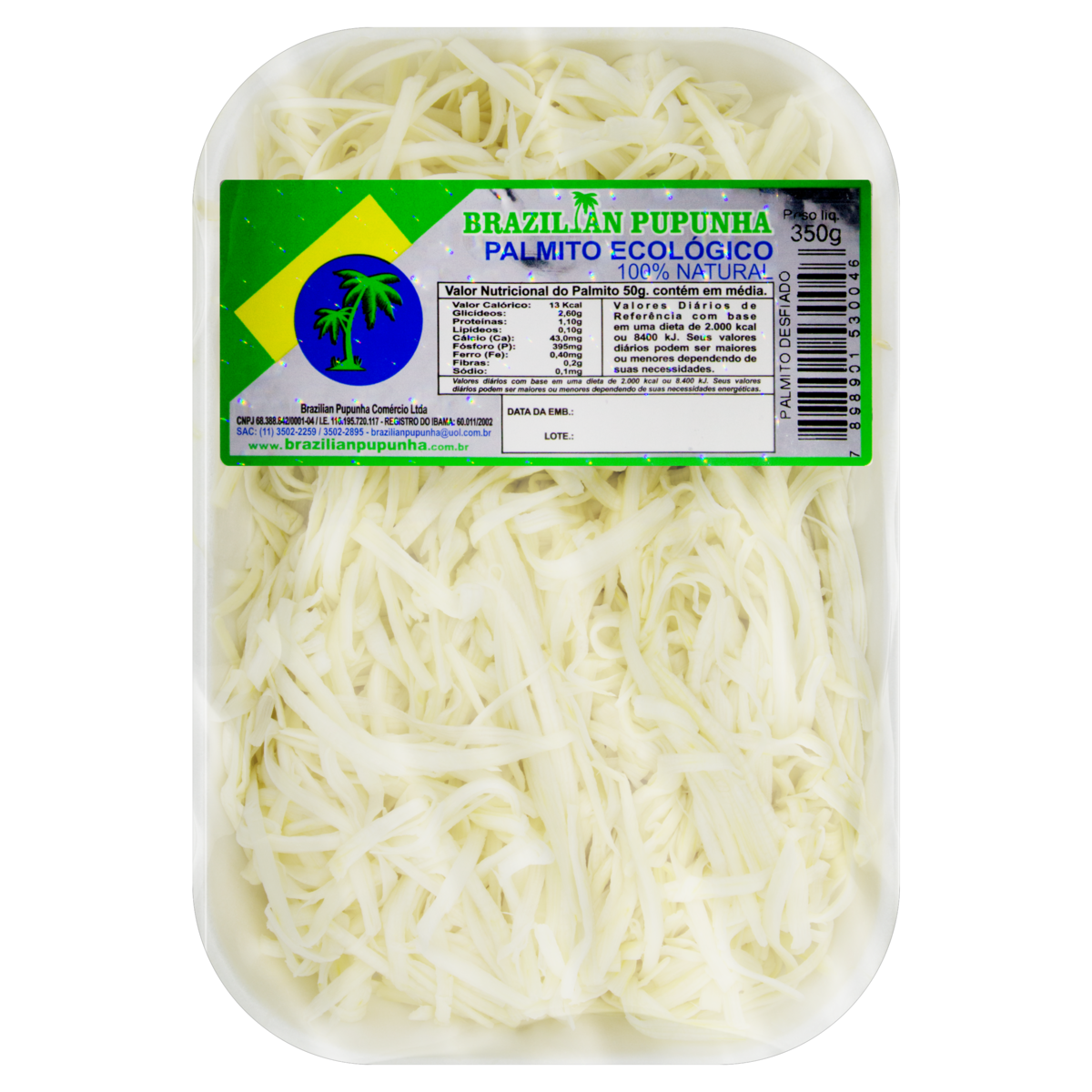 Palmito Pupunha Desfiado BRAZILIAN PUPUNHA Bandeja 350g