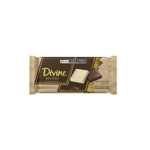 Chocolate Divine Duetto Ao Leite E Branco Sem Glúten 70g