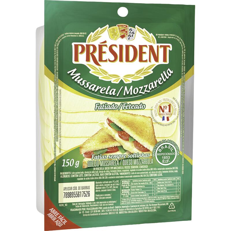 Queijo Mussarela Président Fatiado 150g