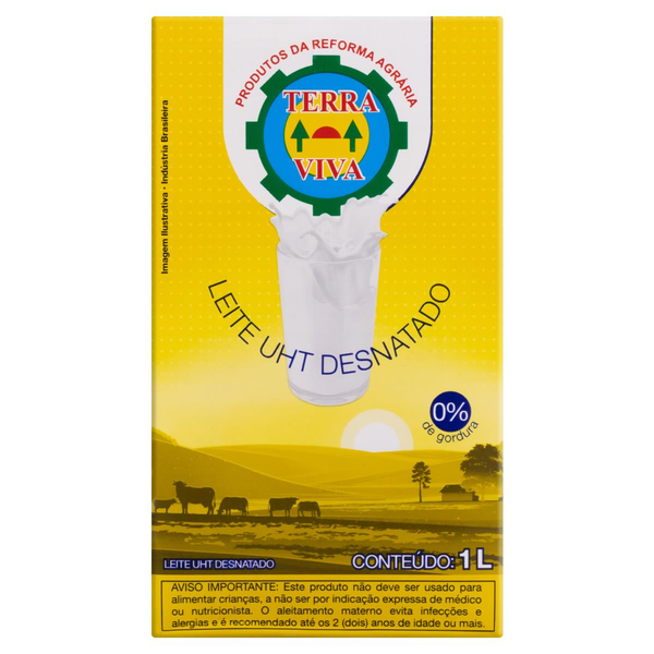 Leite Longa Vida Terra Viva UHT 1 Litro - Desnatado