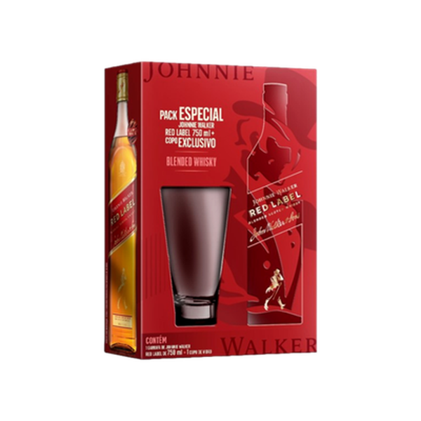 Whisky JOHNNIE WALKER Red Label 750ml + Copo