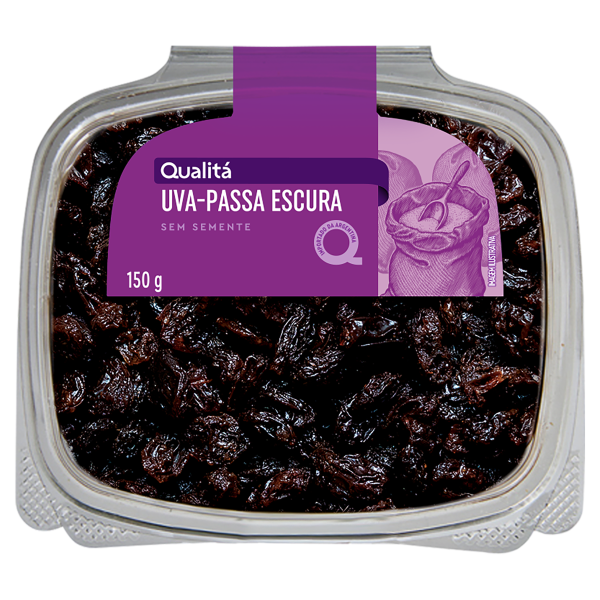 Uva-Passa Escura sem Semente Qualitá Pote 150g