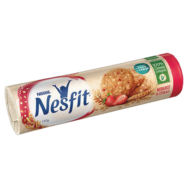 Biscoito NESFIT 100% Cereal Integral Morango & Cereais 160g