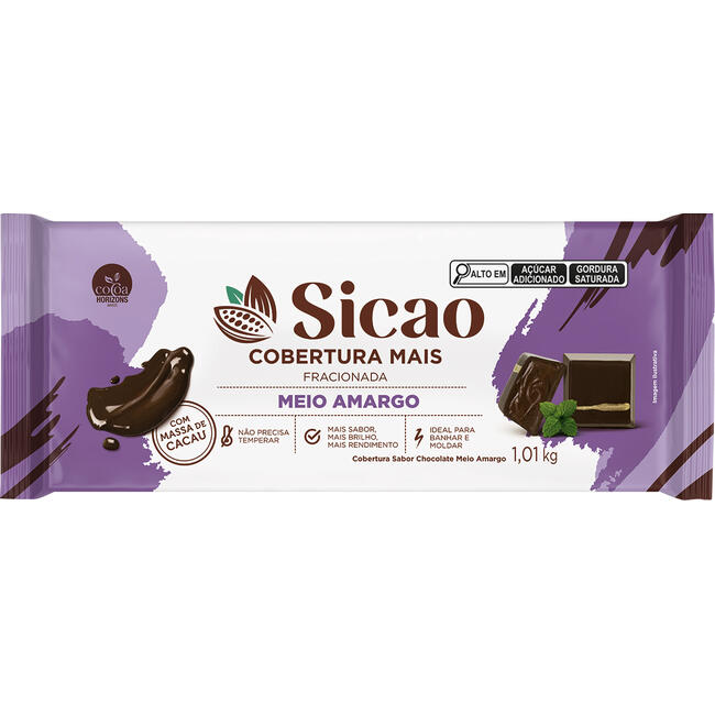 Cobertura de Chocolate Mais Sicao Meio Amargo 1,01kg