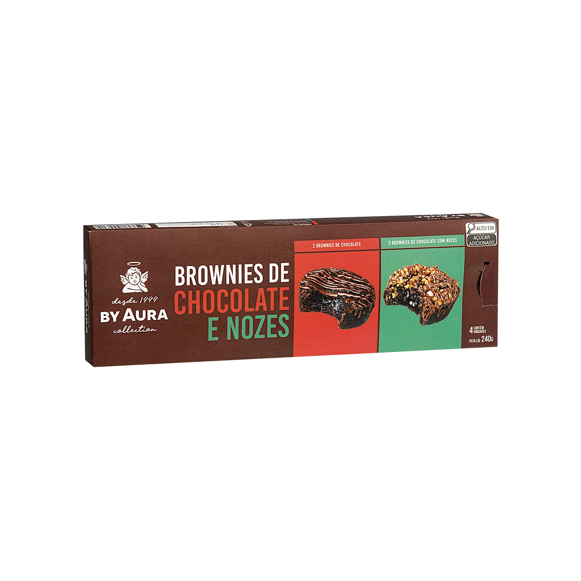 Brownies de Chocolate e Nozes By Aura 240g 4 Unidades
