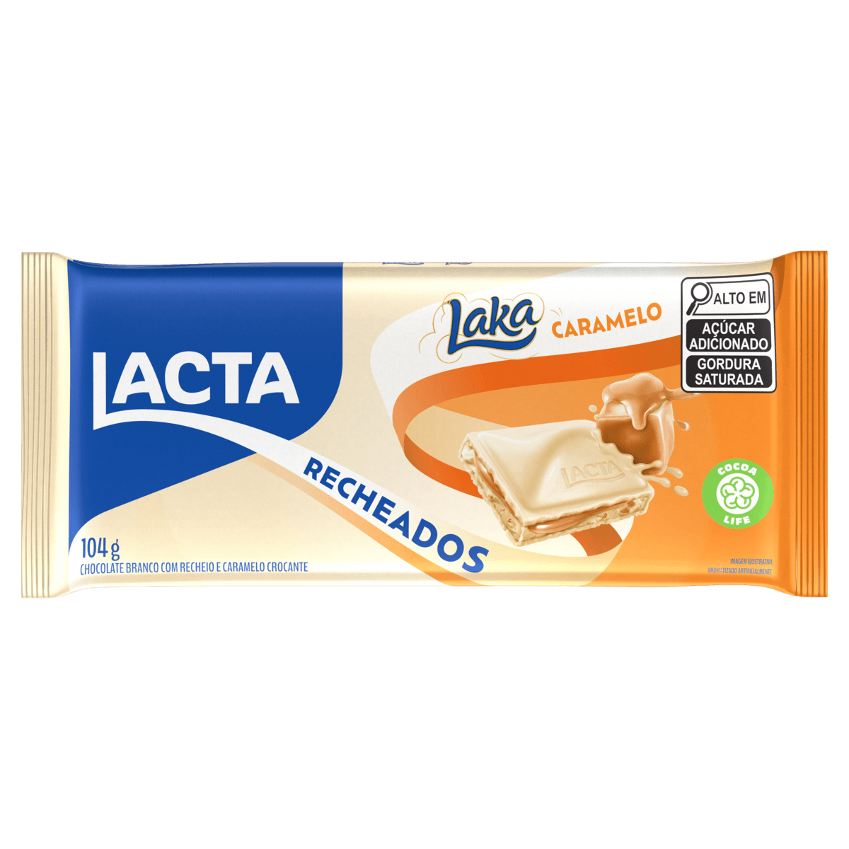 Chocolate Branco Recheio Caramelo Lacta Laka Recheados Pacote 104g