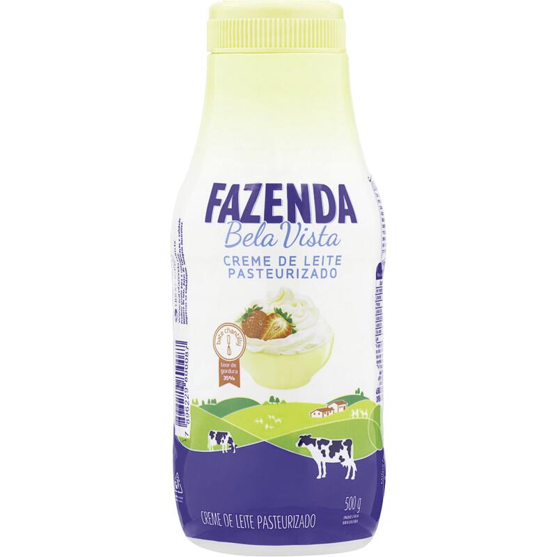 Creme de Leite Pasteurizado Fazenda Bela Vista Garrafa 500g