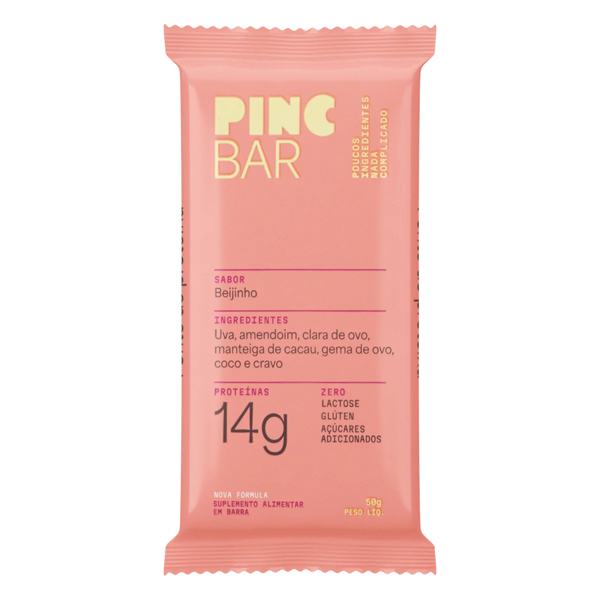 Barra de Proteína Beijinho Zero Lactose Pinc Bar Pacote 50g