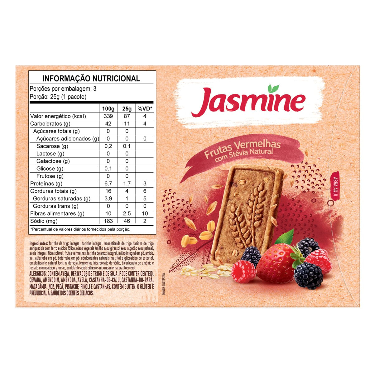 Biscoito JASMINE Sou Sweet Frutas Vermelhas Zero Açúcar 75g