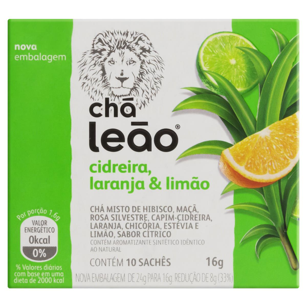 Chá Cidreira, Laranja e Limão Chá Leão Caixa 16g 10 Unidades