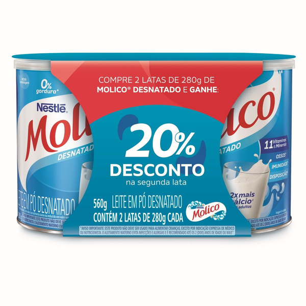 Cj 2 Leite Em Po Molico Desnat.20% 2ºun