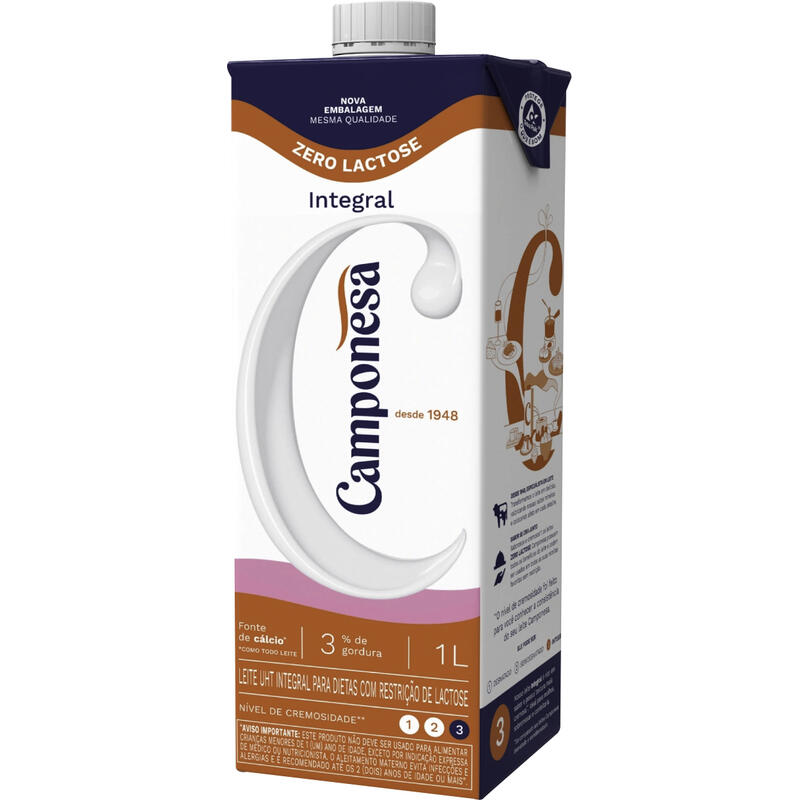 Leite Integral Camponesa Zero Lactose 1L
