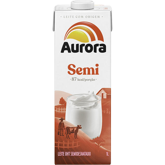 Leite Longa Vida Aurora Semidesnatado Com tampa 1L