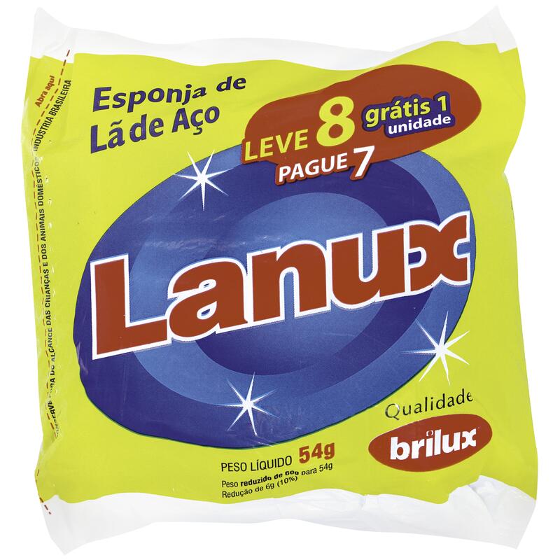 Lã de Aço Lanux Pacote 8x54g