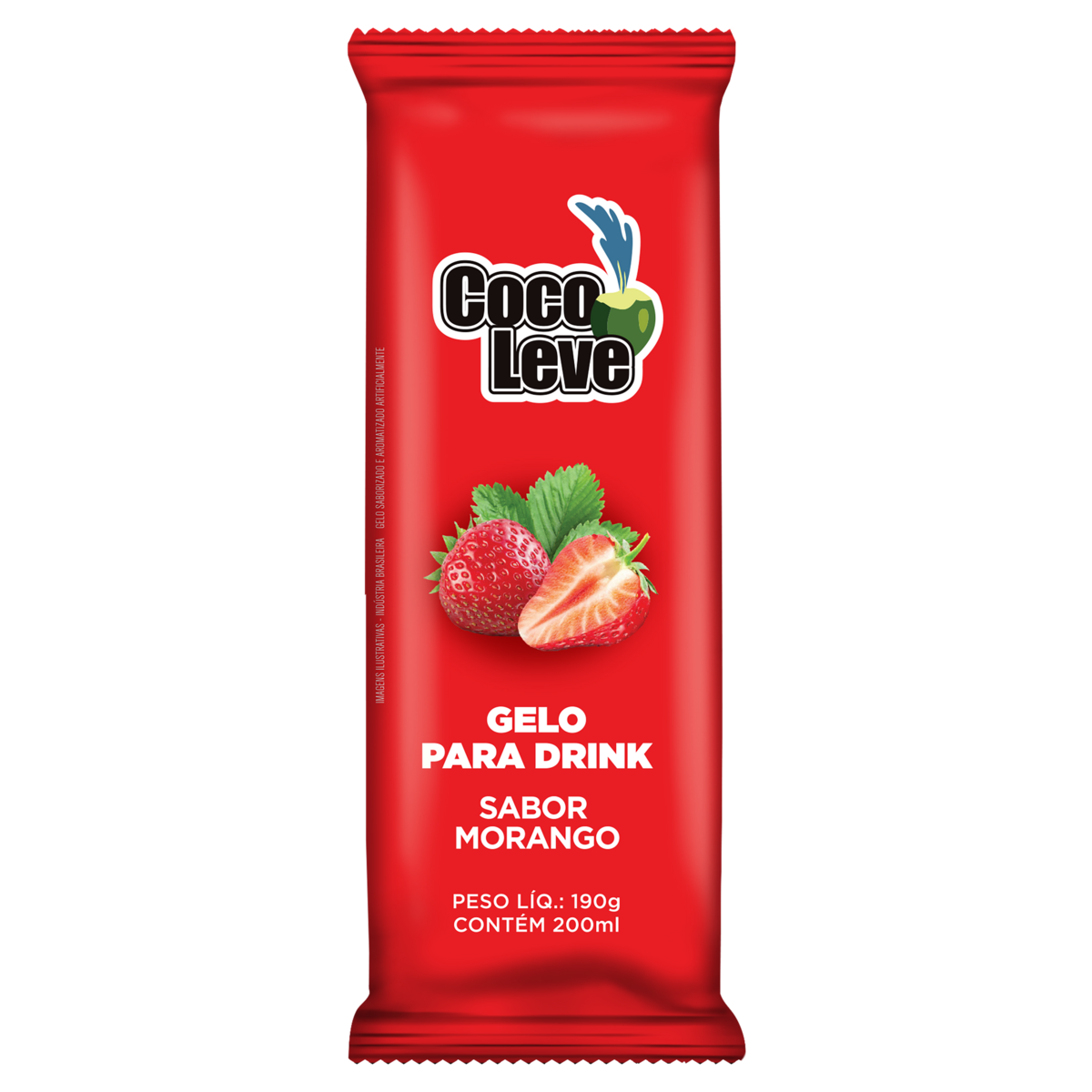 Gelo para Drink Morango Coco Leve Pacote 190g