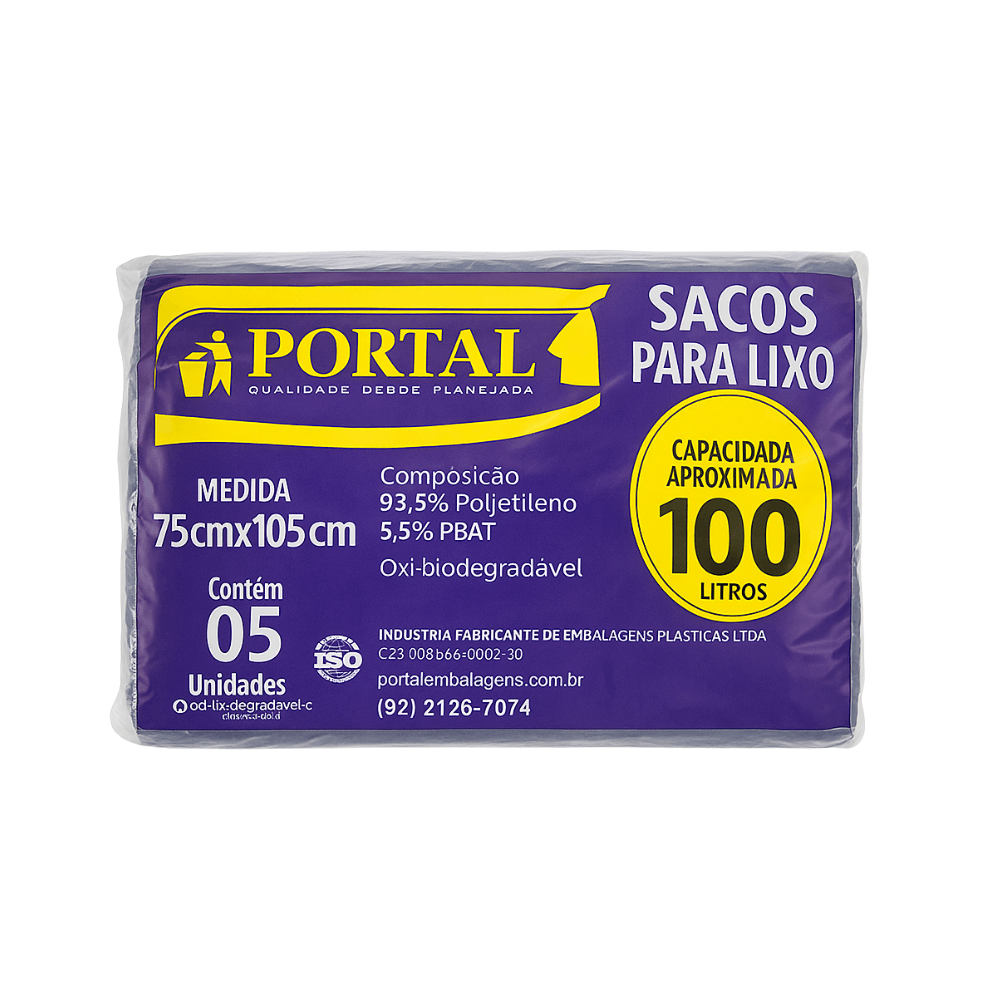 Saco de Lixo PORTAL 100 Litros Rolo Amarelo
