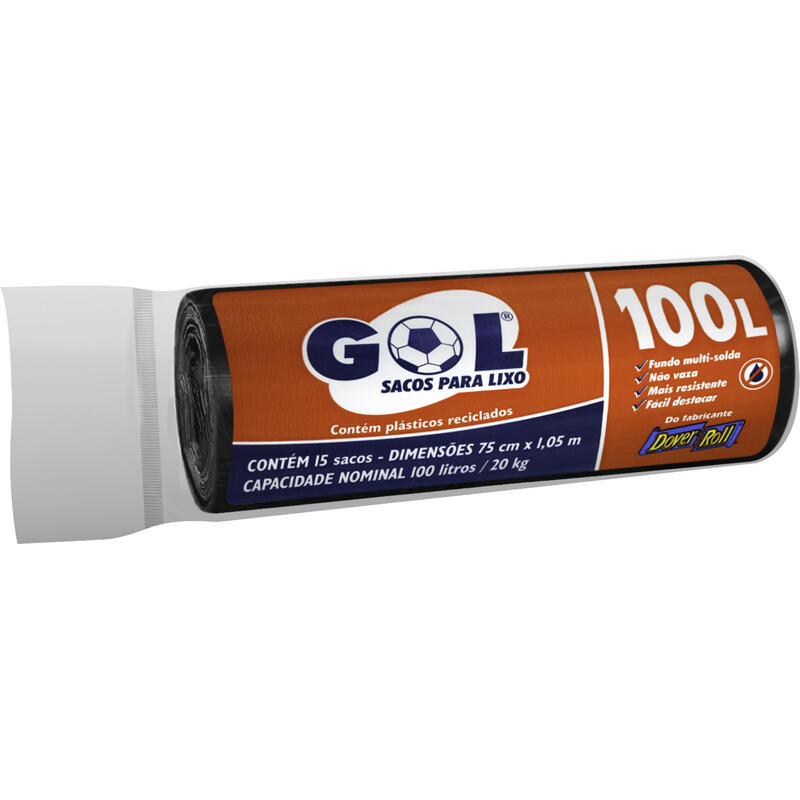 Saco de Lixo Gol Preto - 100L 15 un