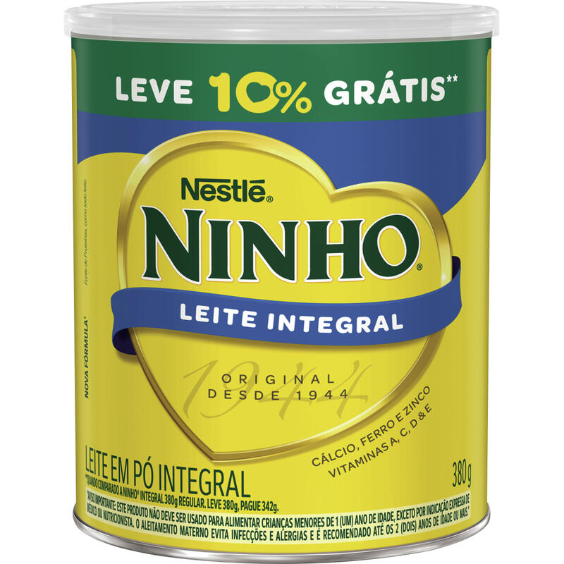 Leite em Pó Ninho Forti+ Integral 380g Grátis 10%