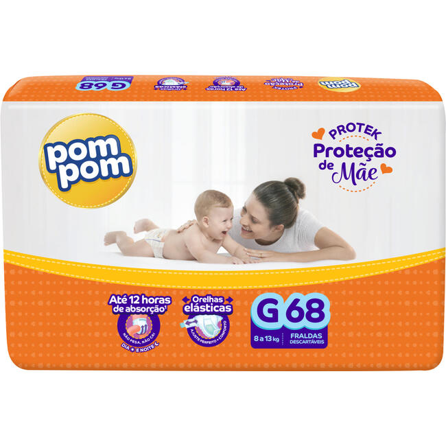 Fralda Descartável Pom Pom Protek Hiper G 68 un