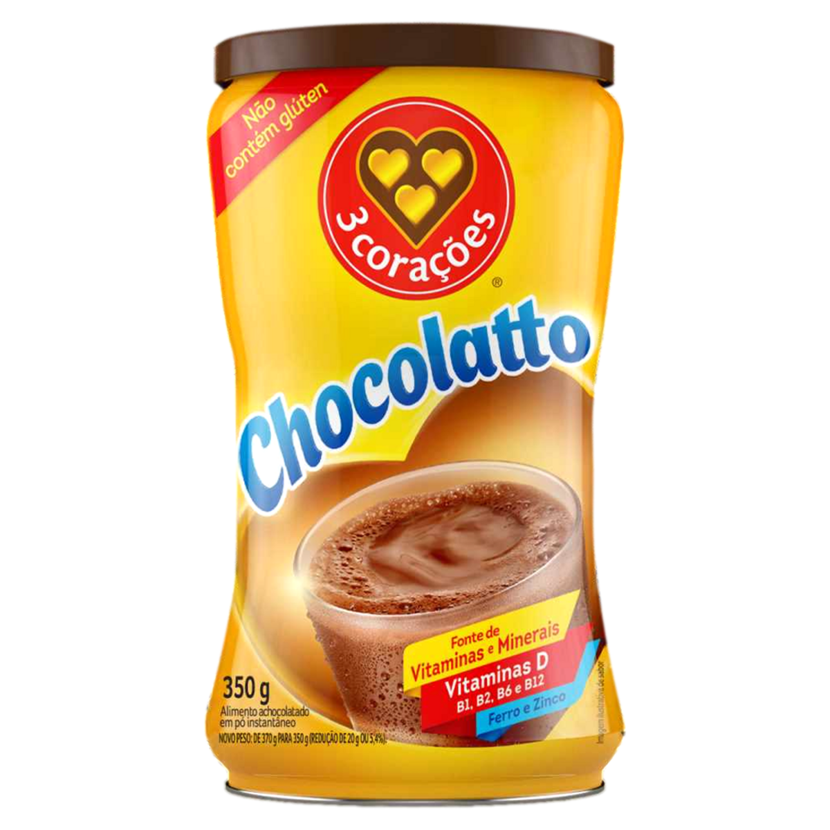 Achocolatado Em Pó 3 Corações Chocolatto 350G