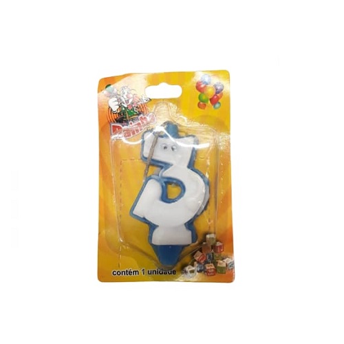 Vela Rainha Aniversário Numerada Karetinha Azul N°3